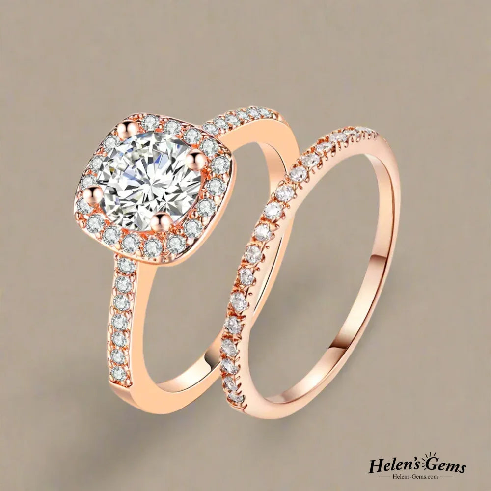 Classic Elegant Zirconia Ring Set Rose Gold / 6