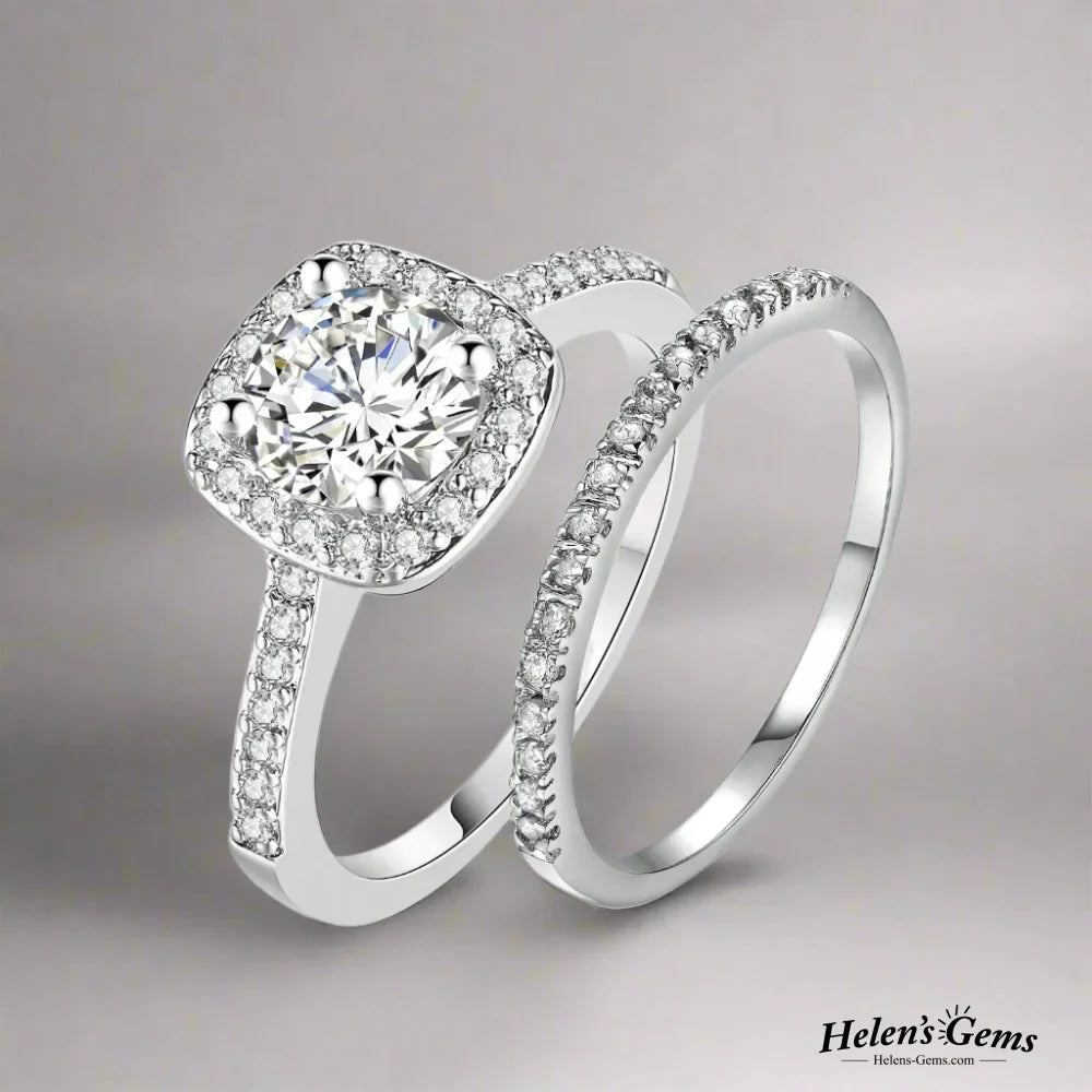 Classic Elegant Zirconia Ring Set Silver / 6