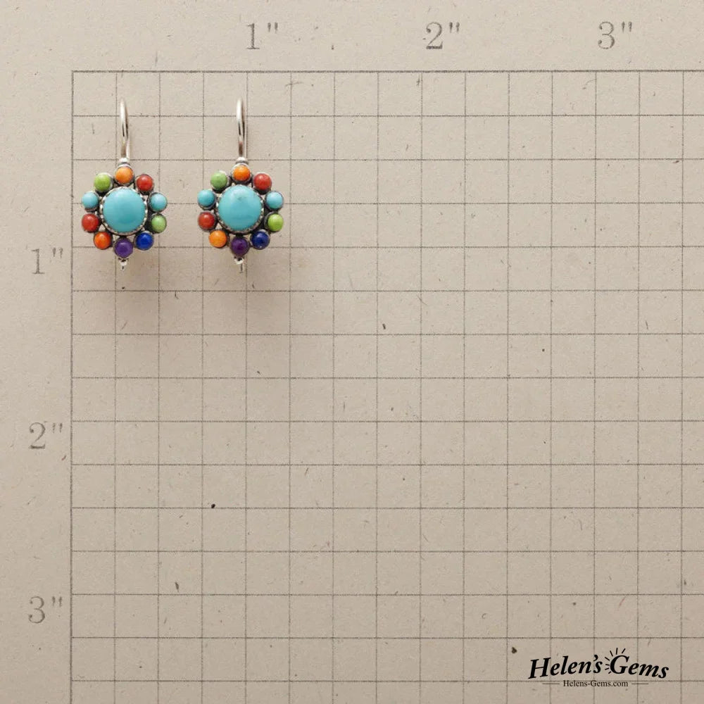 Multicoloured Turquoise Round Earrings