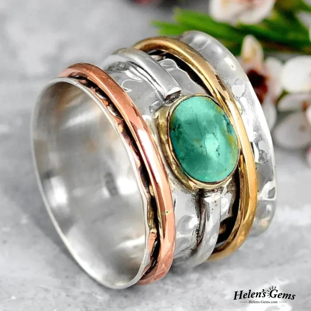 Vintage Gold & Silver Turquoise Ring