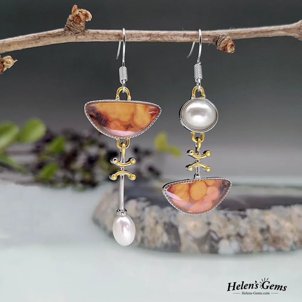Vintage Natural Orange Stone Earrings